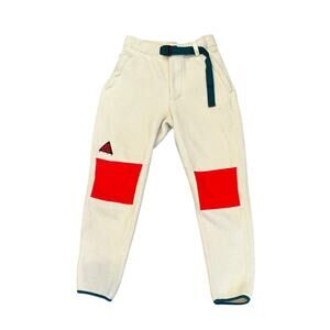 Nike ACG Fleece Pants Ivory Red Colorblock AJ2014-258 XS Sherpa Joggers